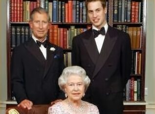 The Queen with the Prince of Wales and the Duke of Cambridge