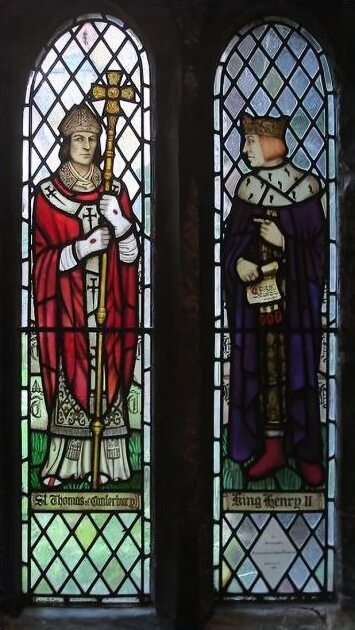 Henry II and Thomas Becket in stained glass, Chester Cathedral
