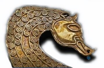 Gold horses head from the Staffordshire Hoard