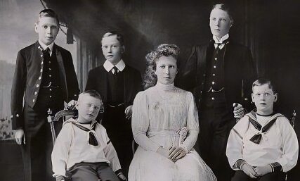 The children of George V and Queen Mary. Left to right. back row-Princes Albert, Henry and Edward. Front row-Prince John, Princess Mary and Prince George